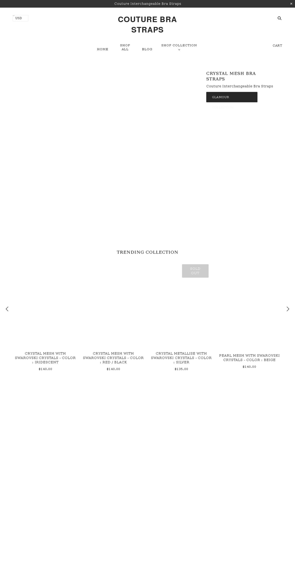 couturebrastraps.com shopify website screenshot