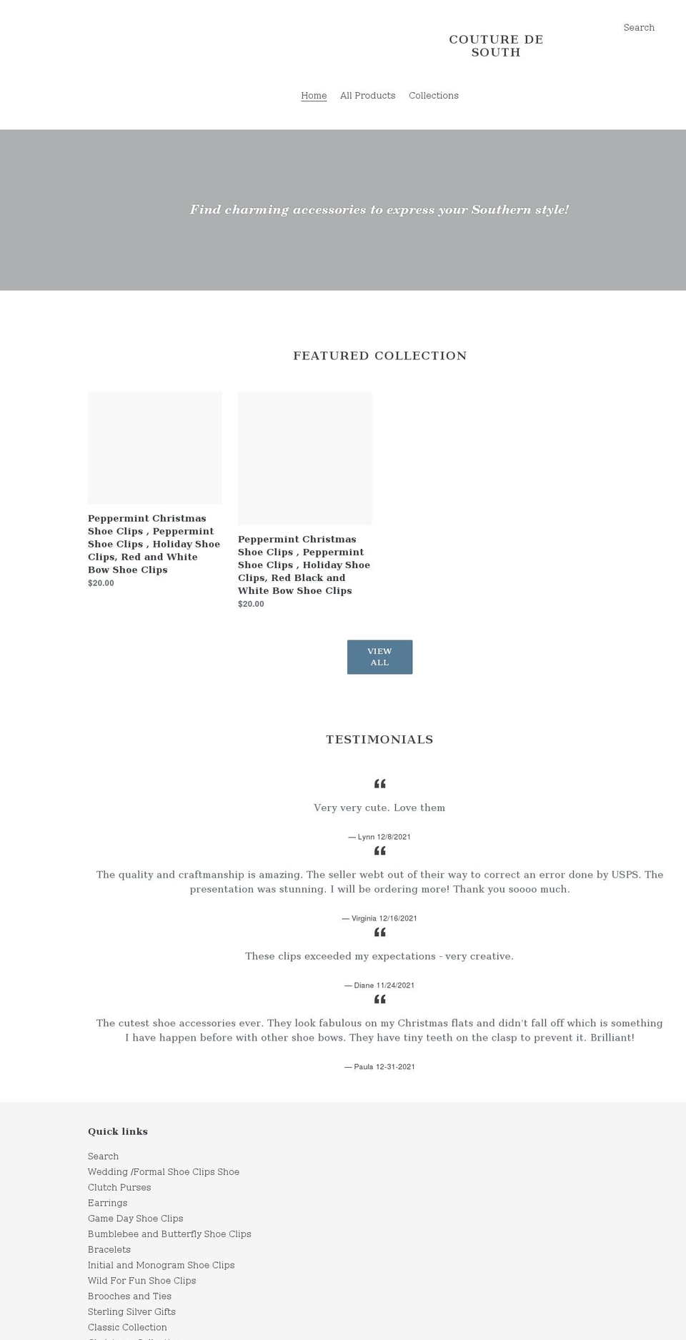 couturedesouth.com shopify website screenshot