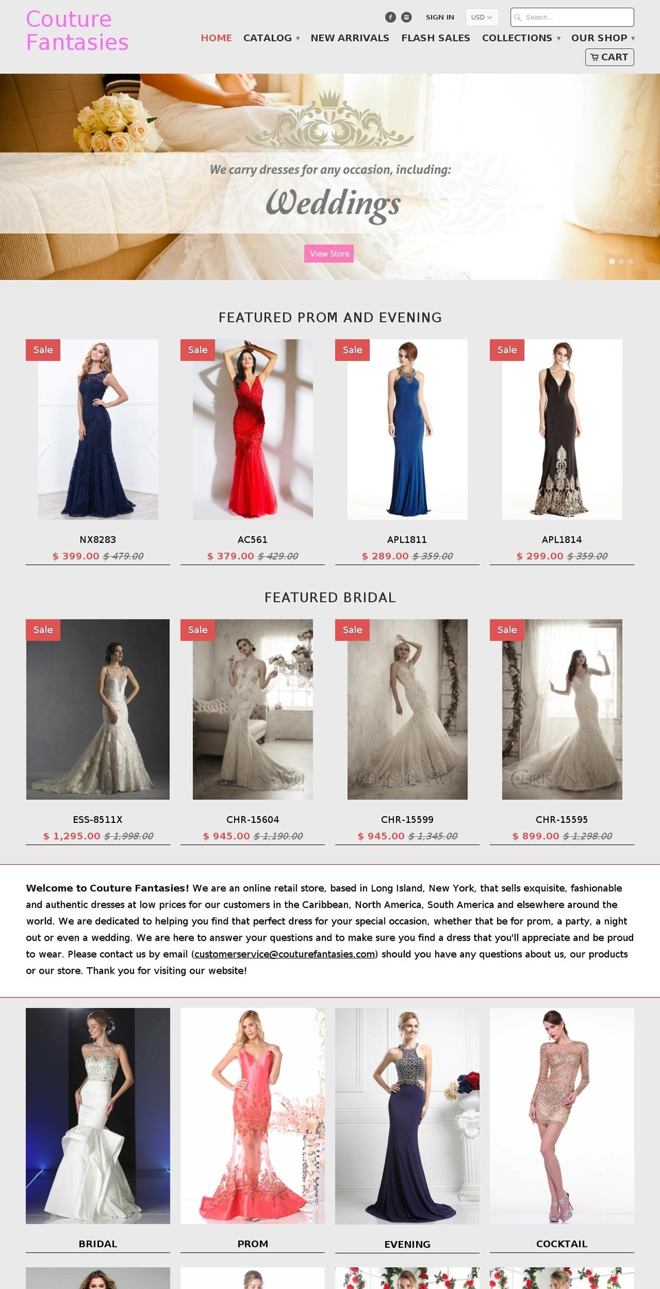 couturefantasies.com shopify website screenshot