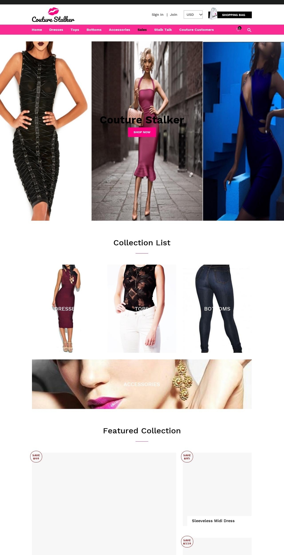 couturestalker.com shopify website screenshot