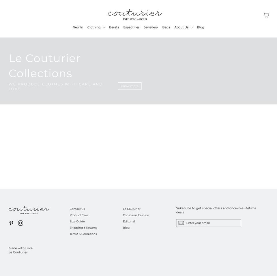 couturierstore.com shopify website screenshot