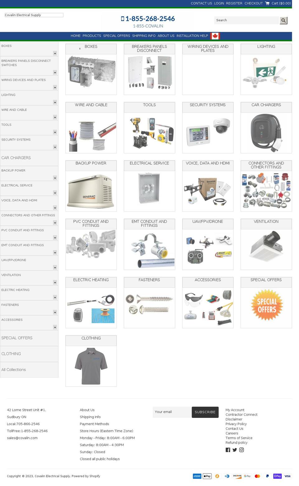 covalin.ca shopify website screenshot