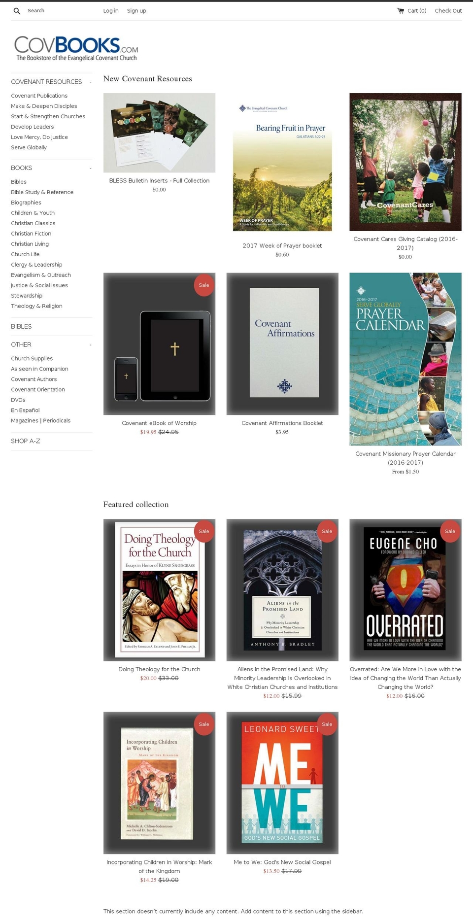 covbooks.com shopify website screenshot