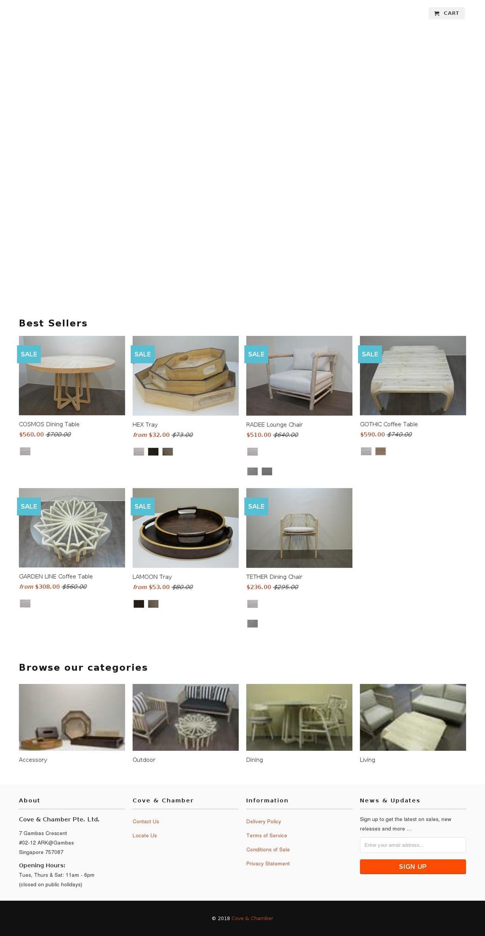 coveandchamber.com — Shopify storefront screenshot