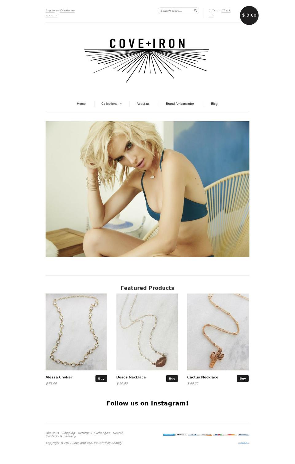 coveandiron.com shopify website screenshot