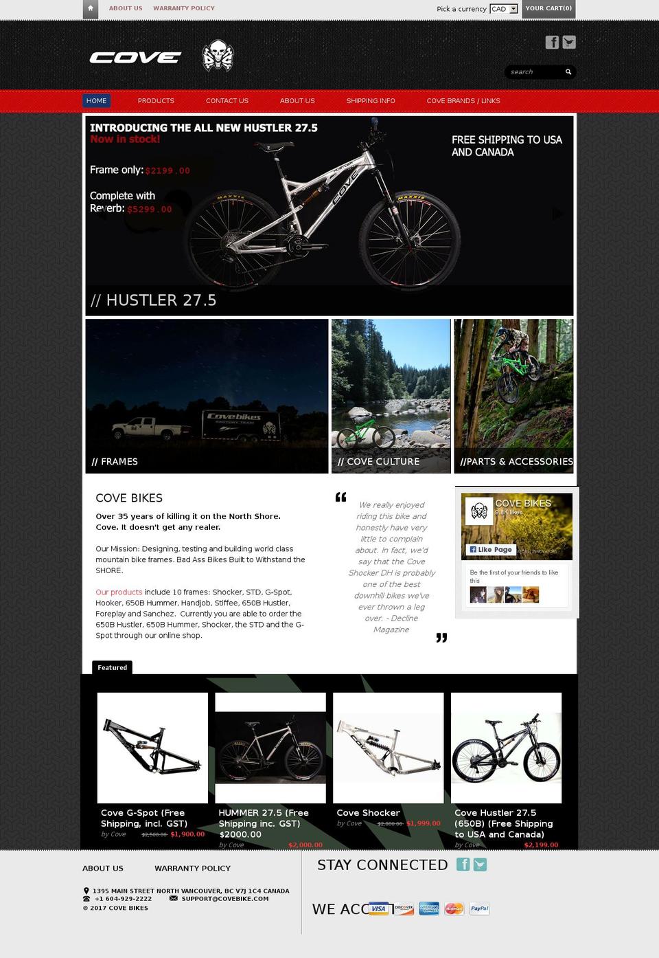 covebike.com shopify website screenshot