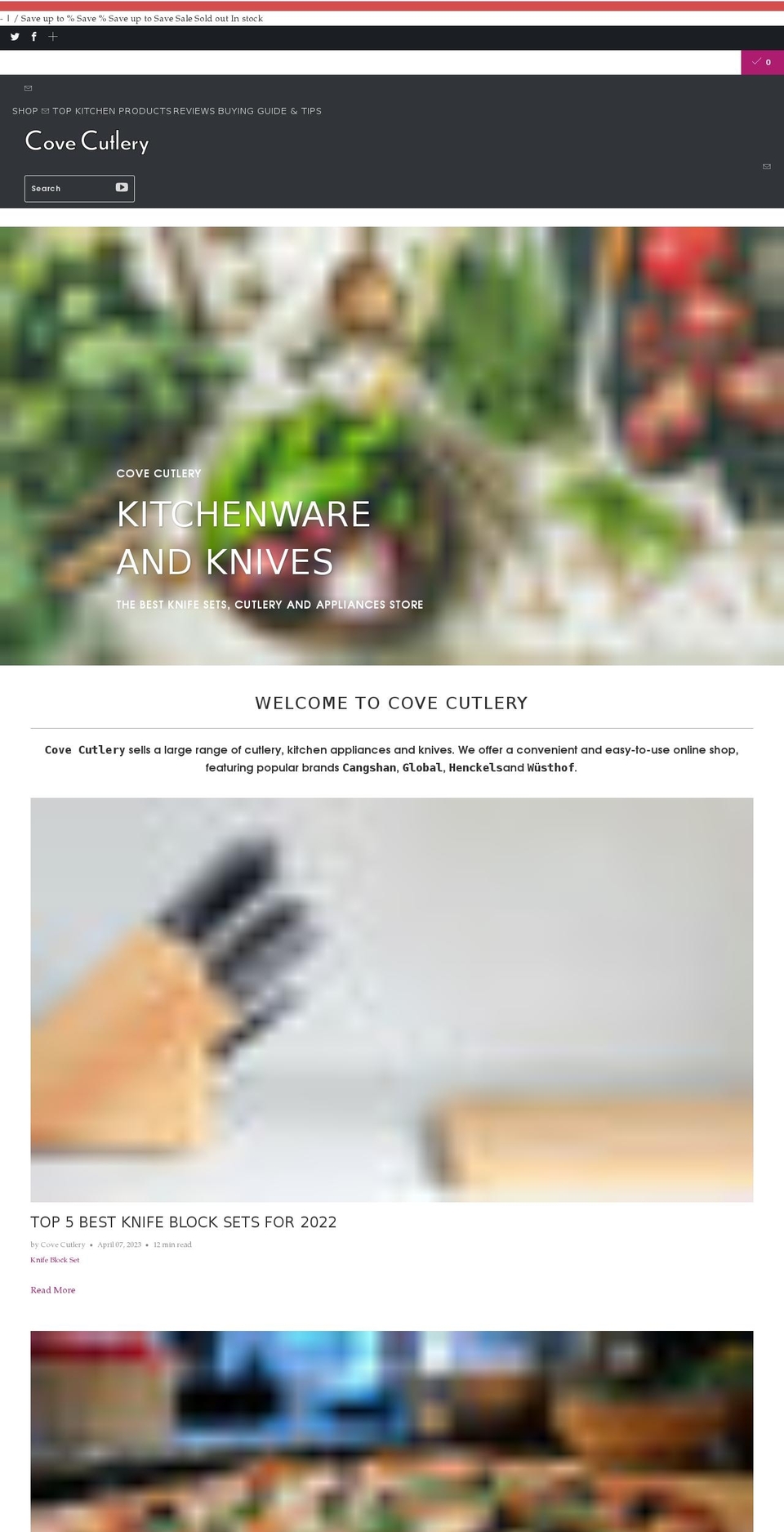 covecutlery.com shopify website screenshot