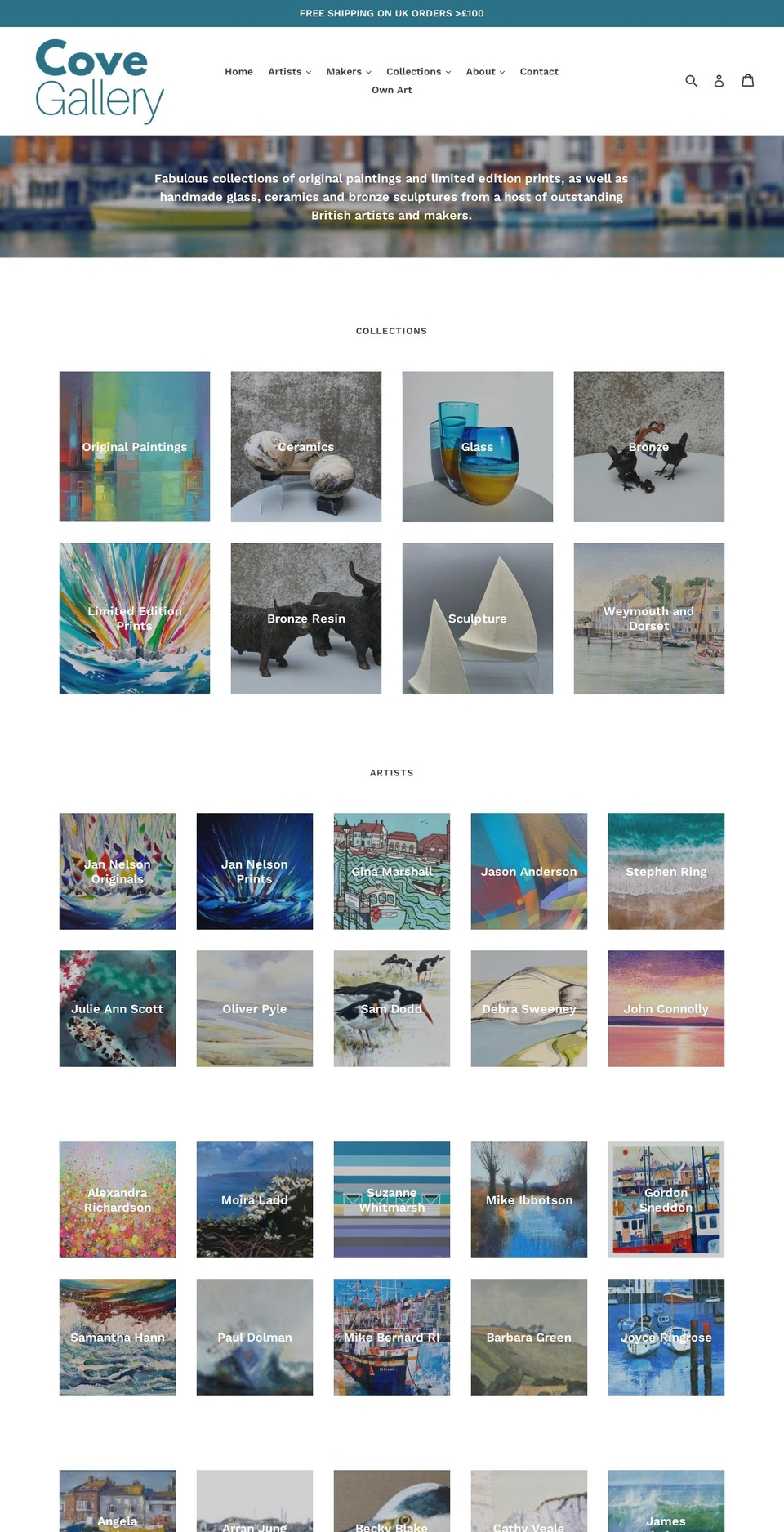 covegallery.co.uk shopify website screenshot