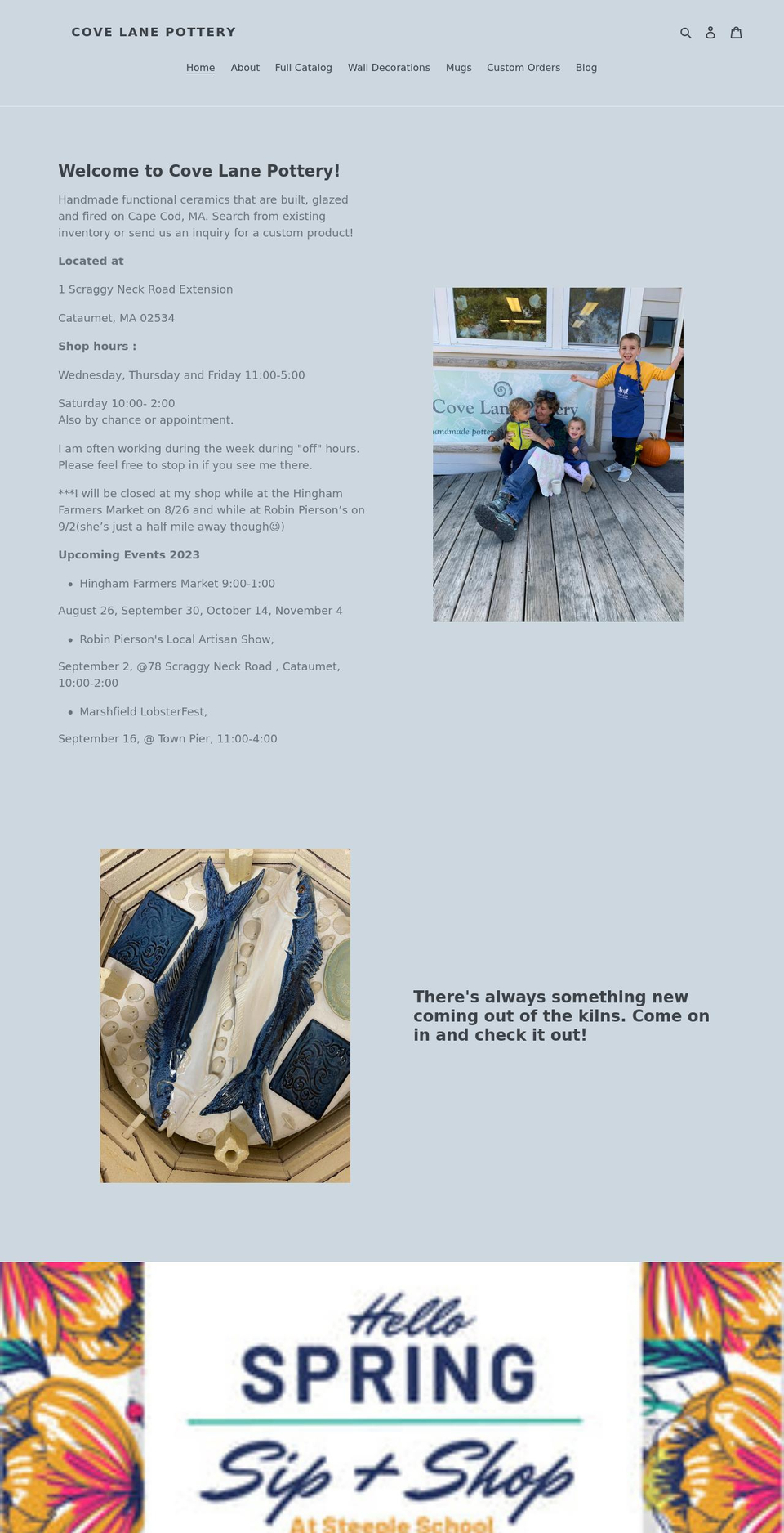 covelanepottery.com shopify website screenshot