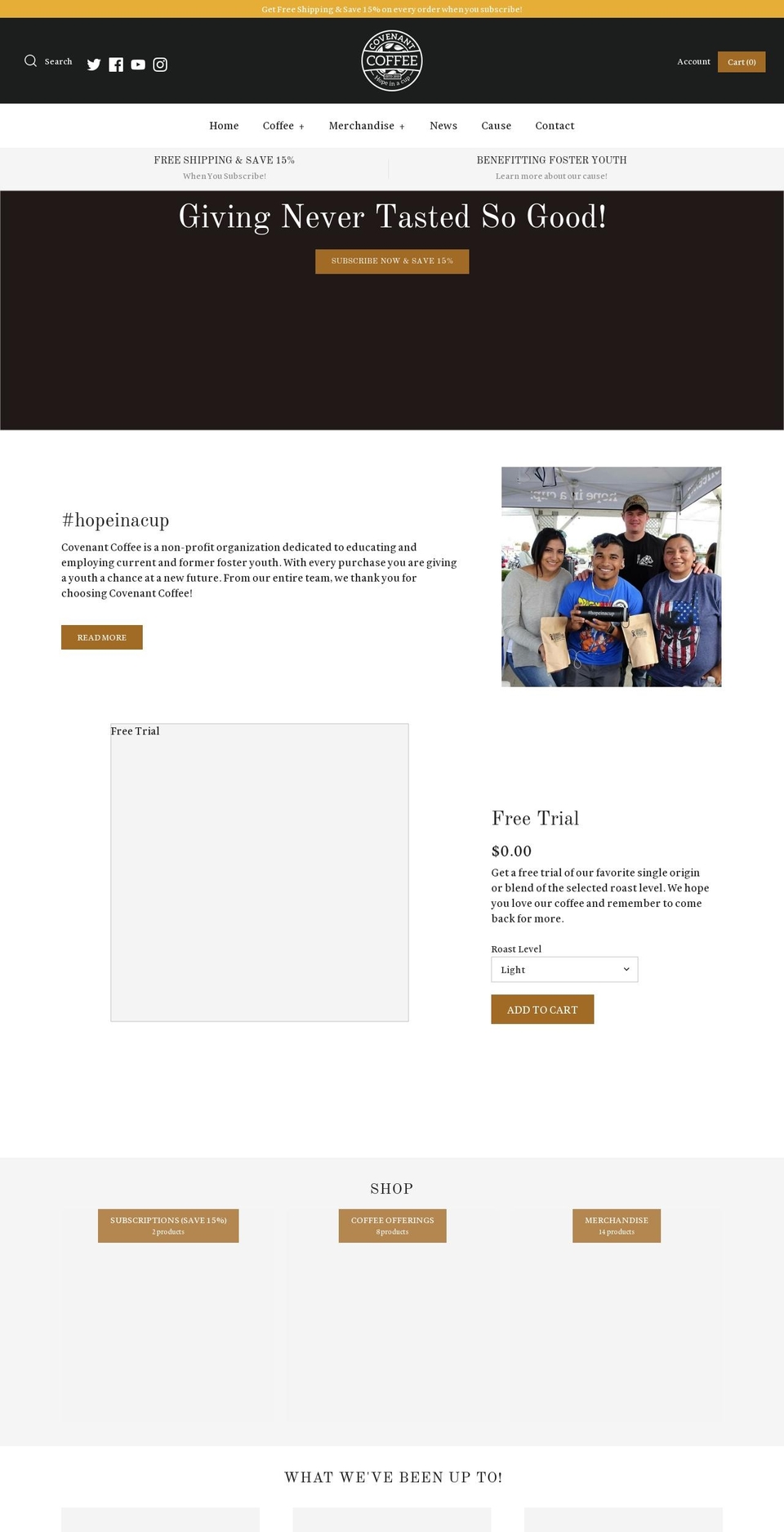 covenantcoffee.org shopify website screenshot