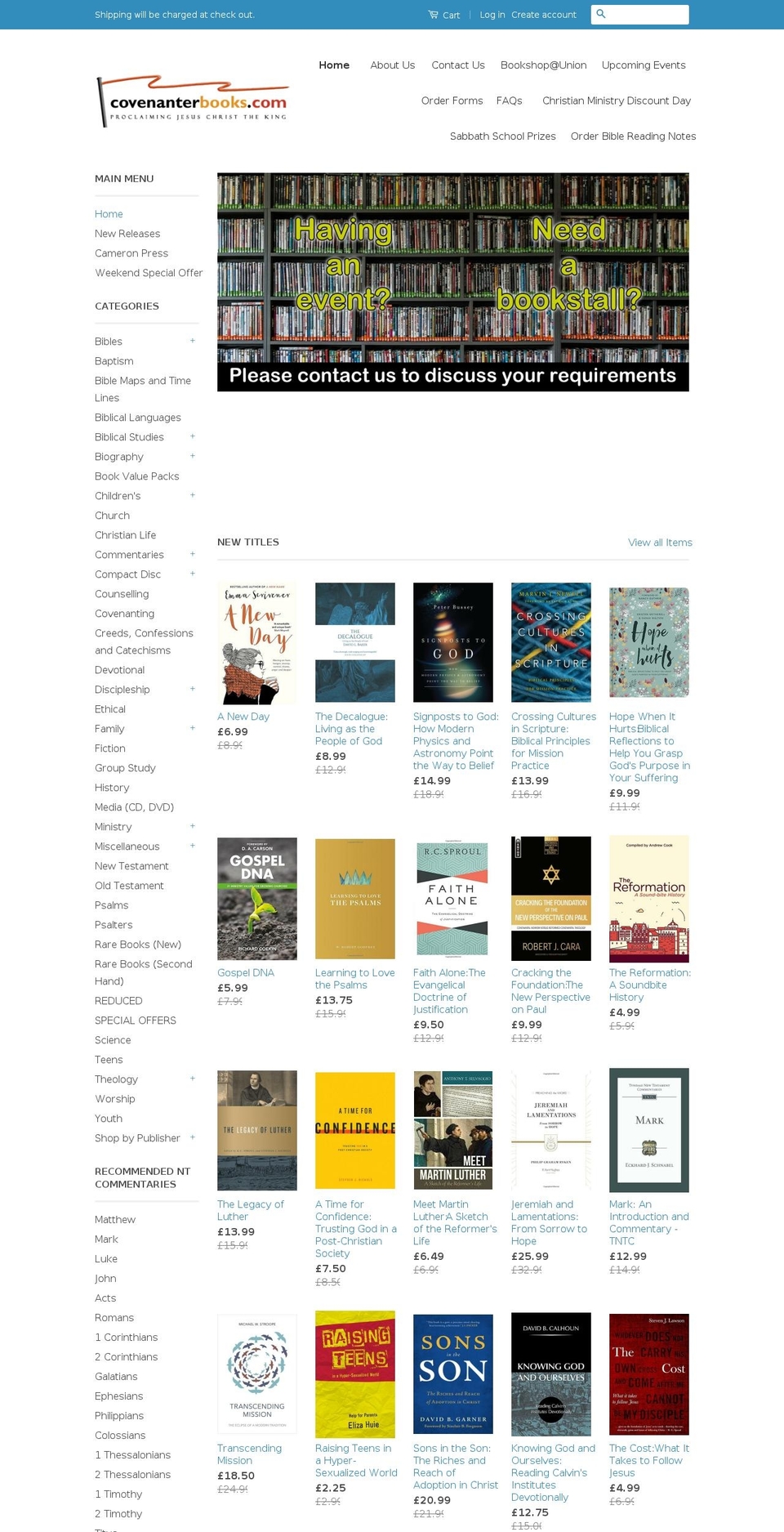 covenanterbooks.com shopify website screenshot