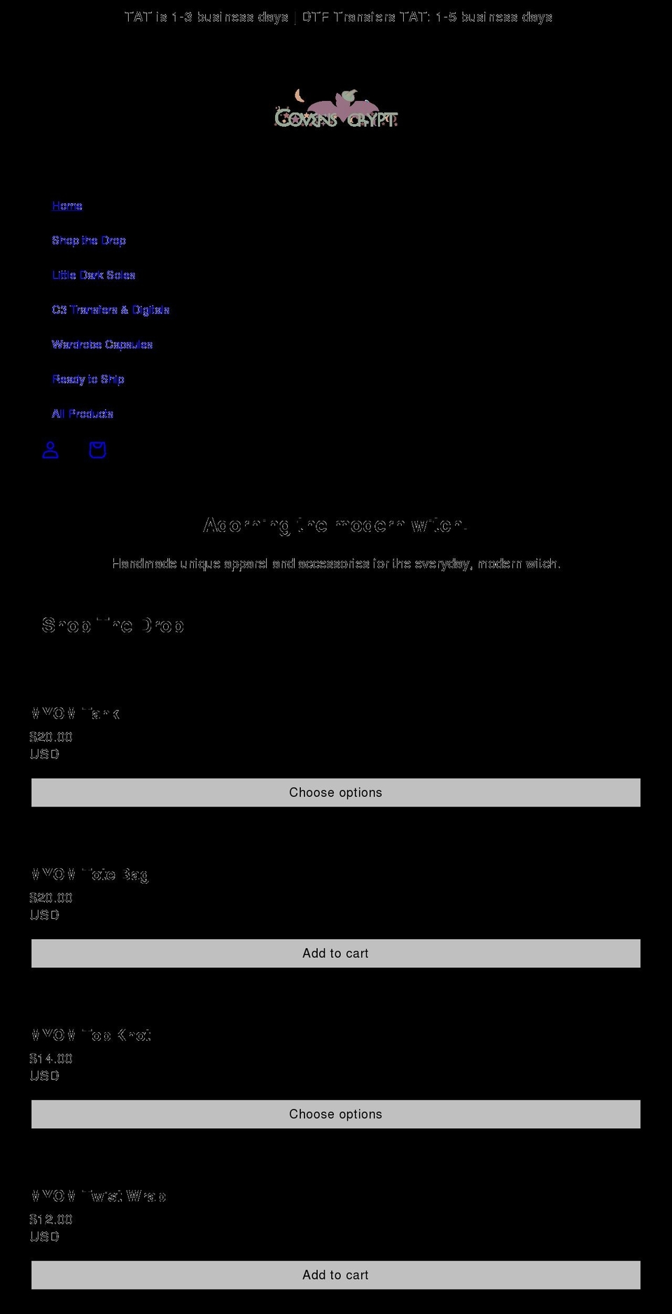 covenscrypt.com shopify website screenshot