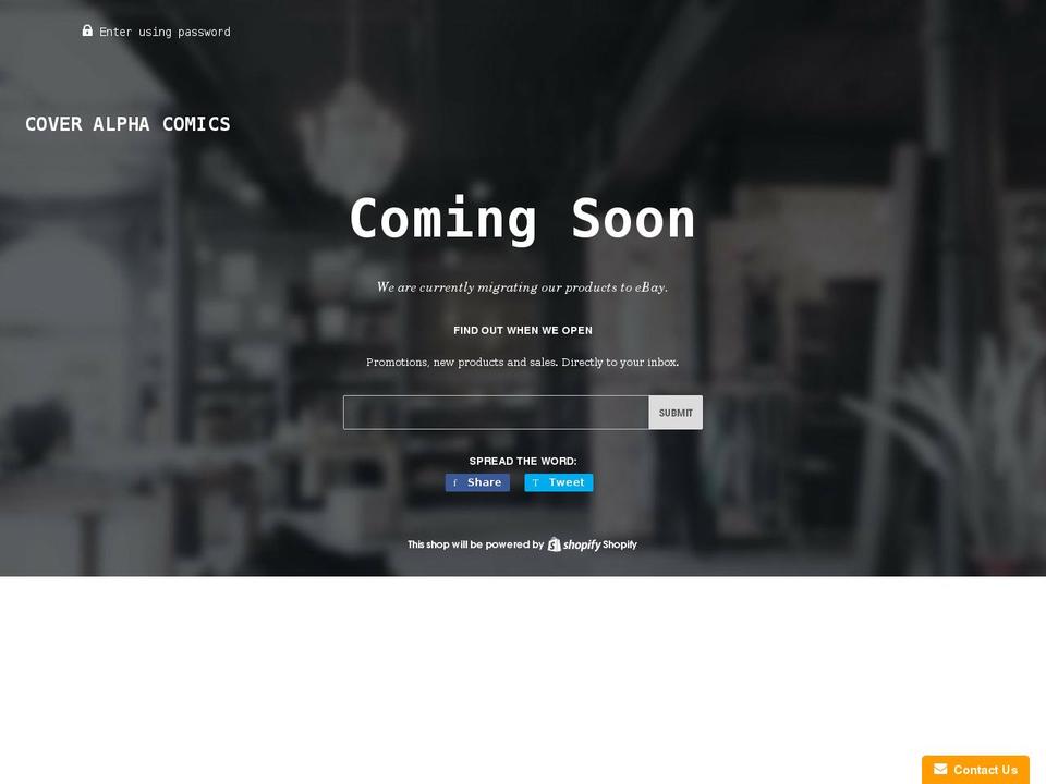 coveralphacomics.com shopify website screenshot