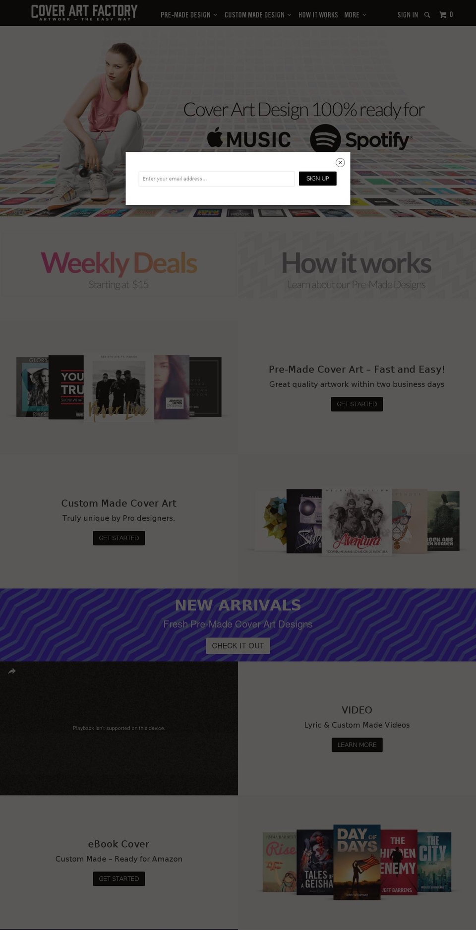 coverartfactory.com shopify website screenshot