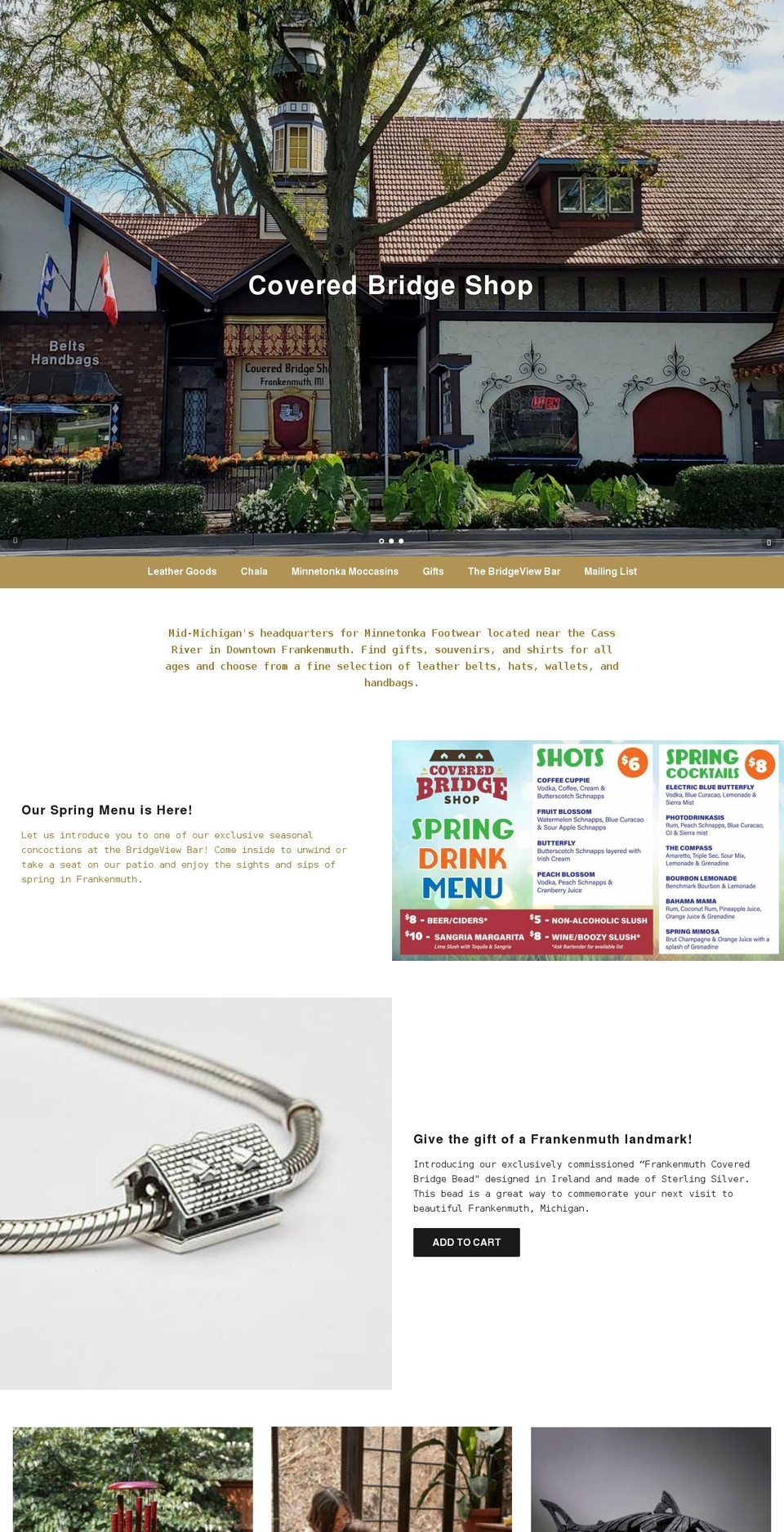 coveredbridgefrankenmuth.com shopify website screenshot