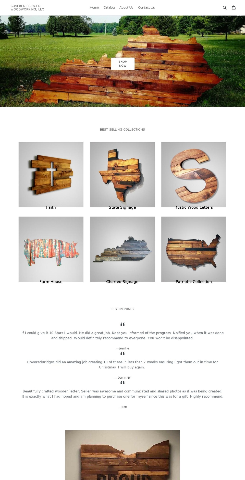 coveredbridgeswoodworking.com shopify website screenshot