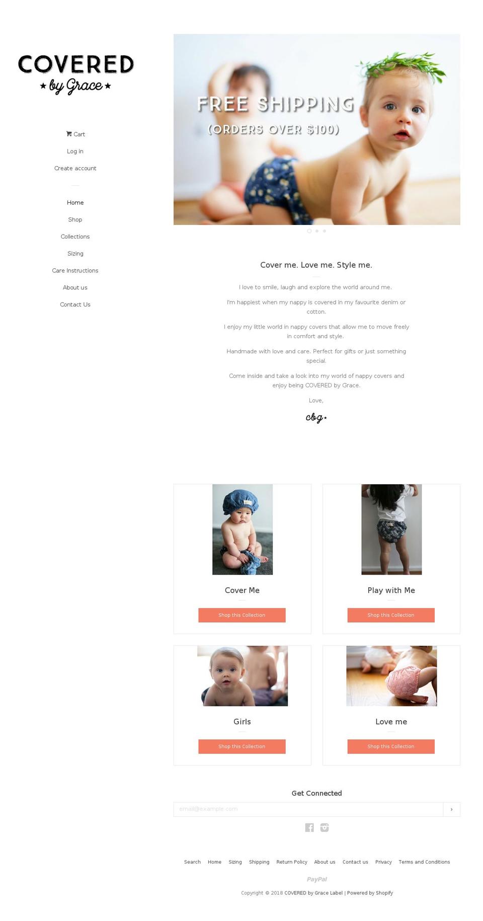 coveredbygracelabel.com — Shopify storefront screenshot