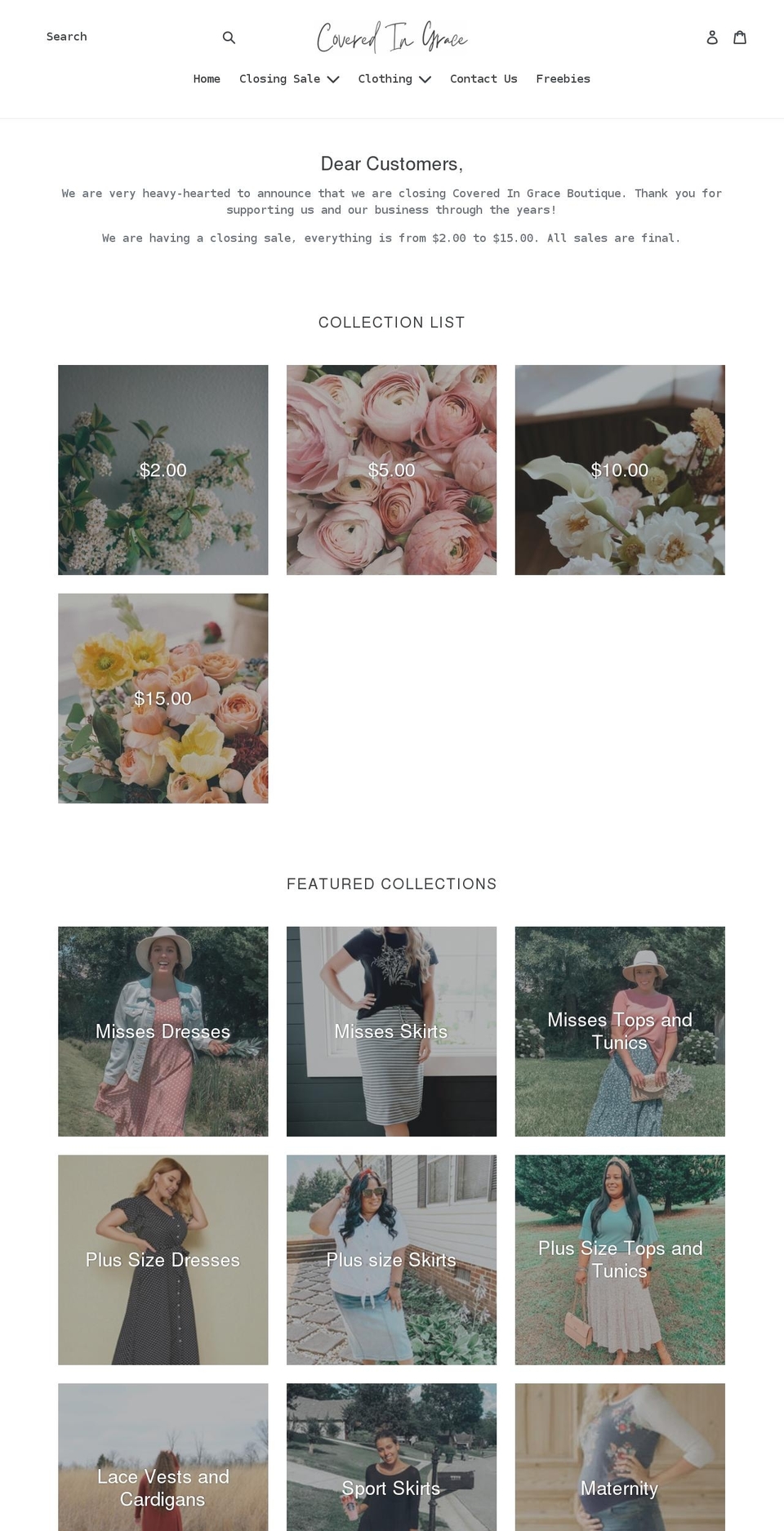 coveredingrace-modesty.com shopify website screenshot