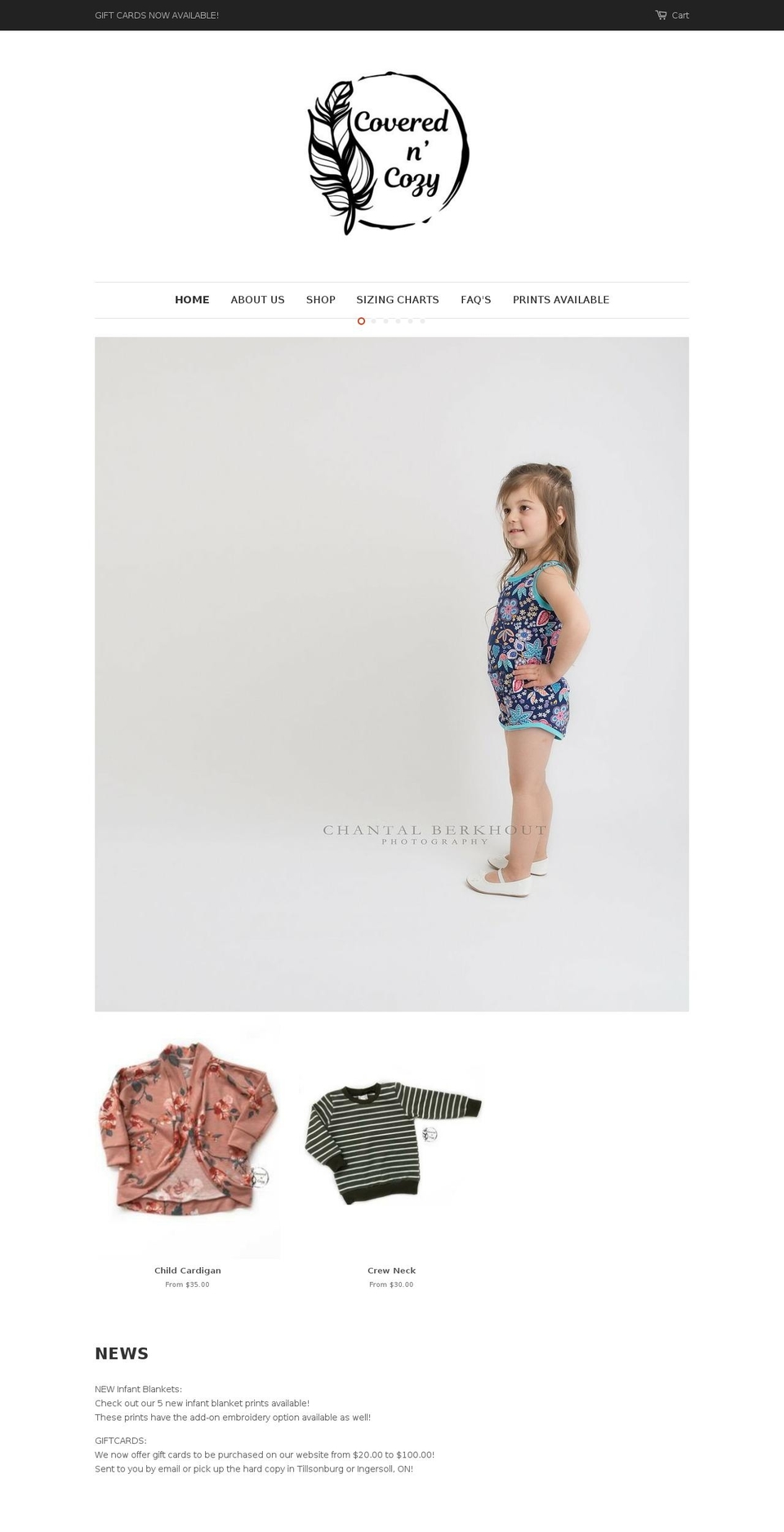 coveredncozy.com shopify website screenshot
