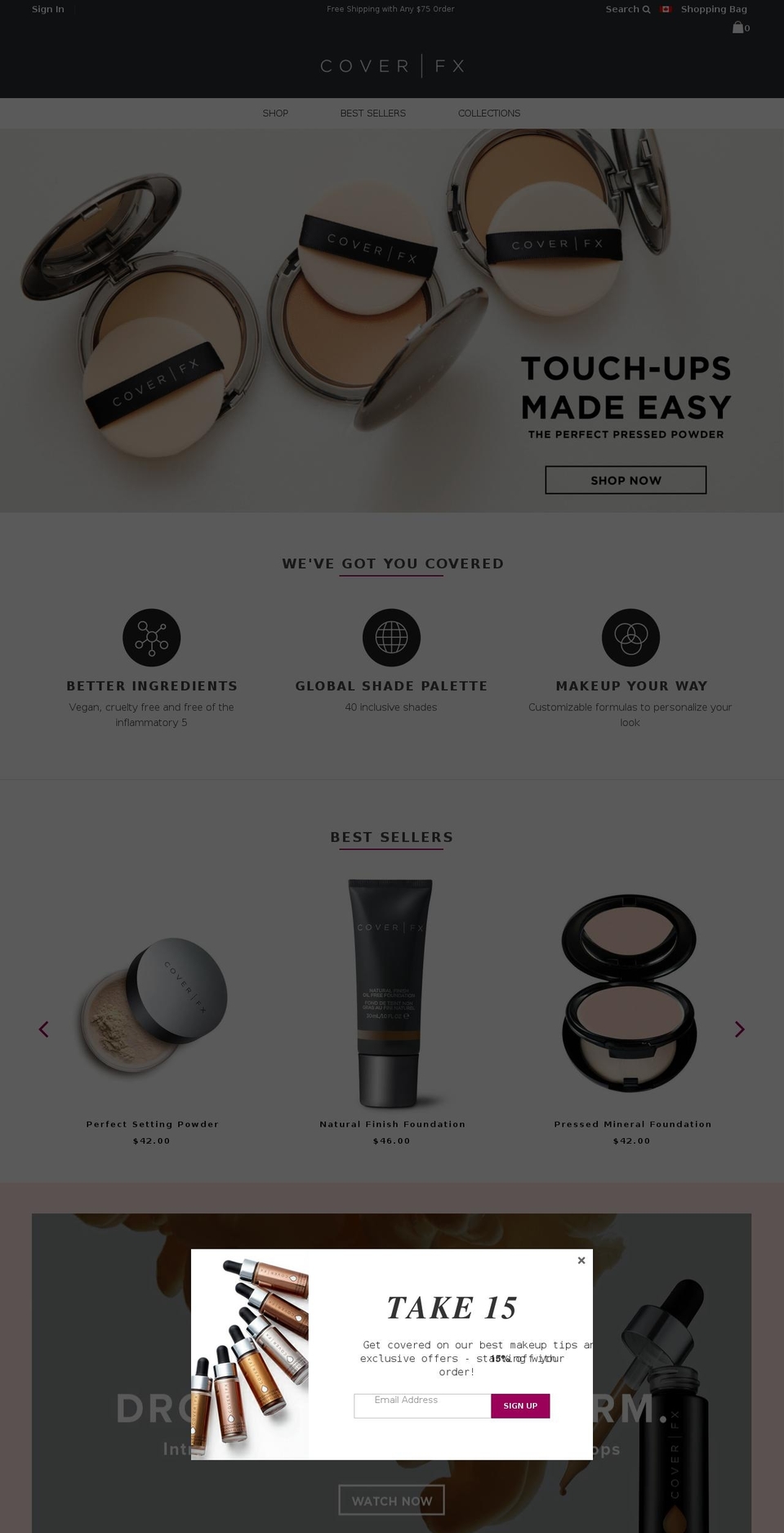 coverfx.ca shopify website screenshot