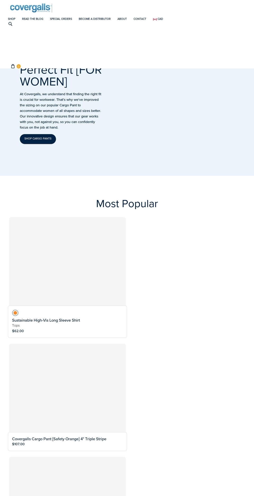 covergalls.com shopify website screenshot