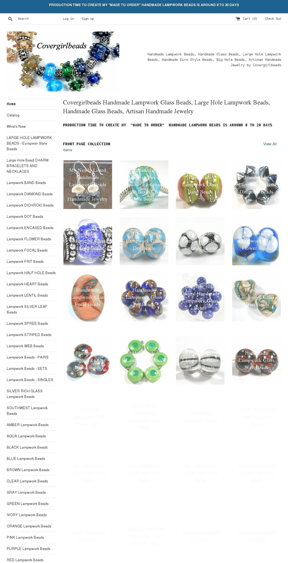 covergirlbeads.com shopify website screenshot