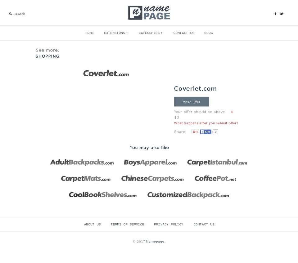 coverlet.com shopify website screenshot