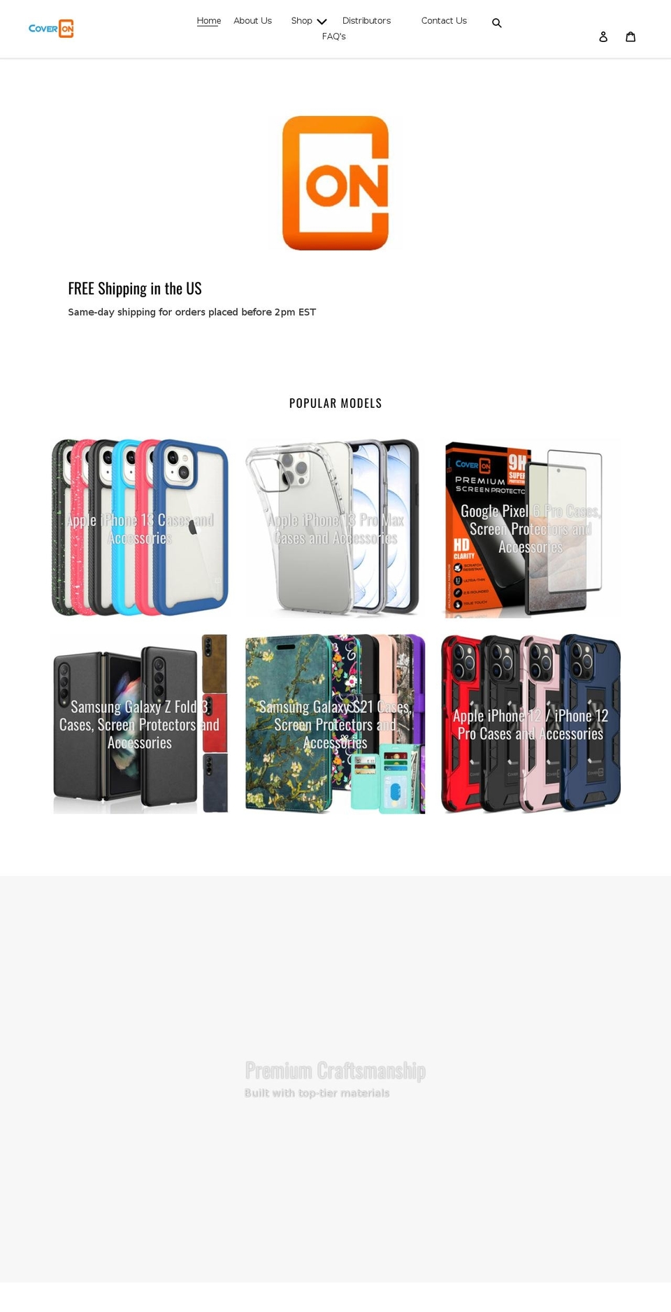 coveroncase.com shopify website screenshot