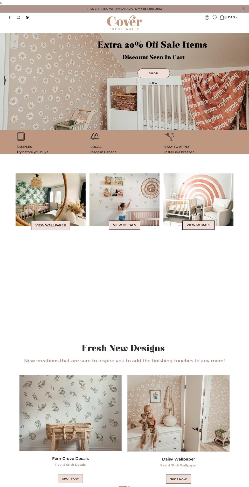 coverthesewalls.com shopify website screenshot