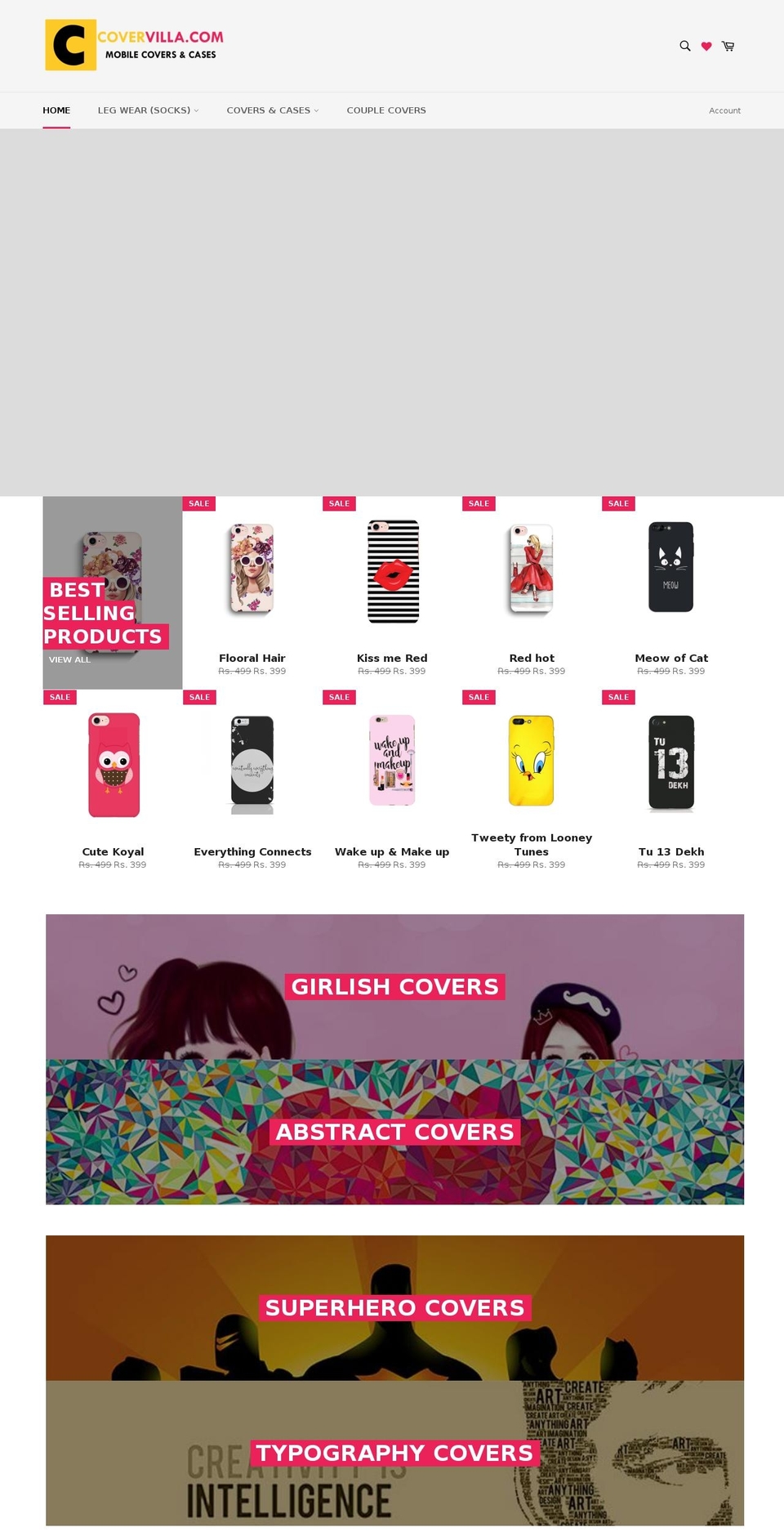 covervilla.com shopify website screenshot