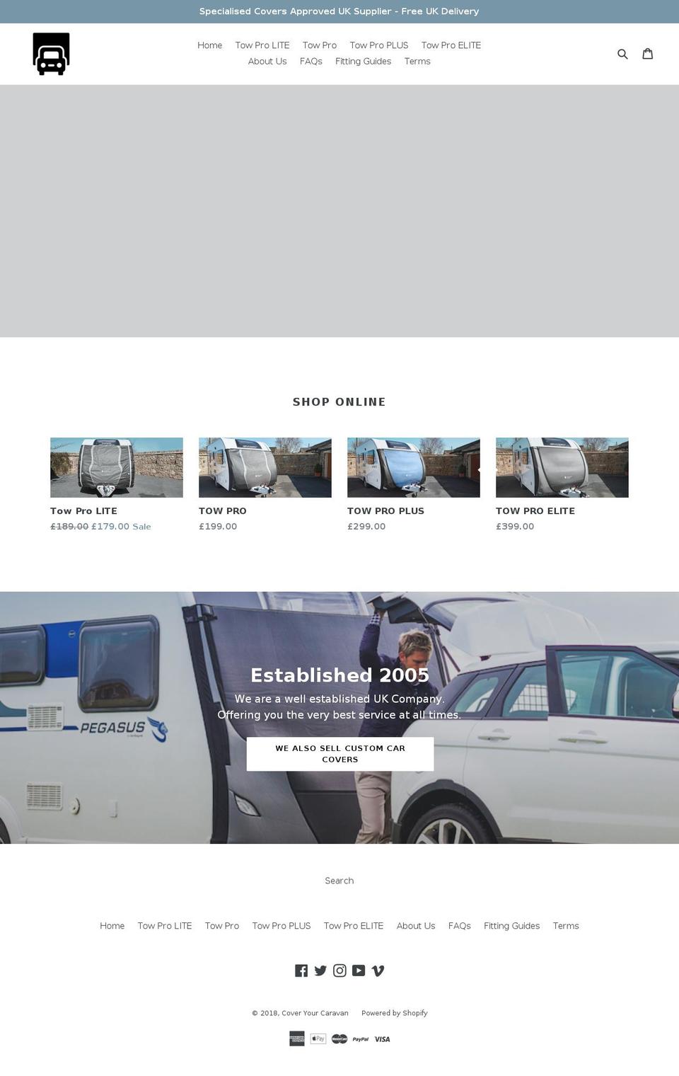 coveryourcaravan.co.uk shopify website screenshot