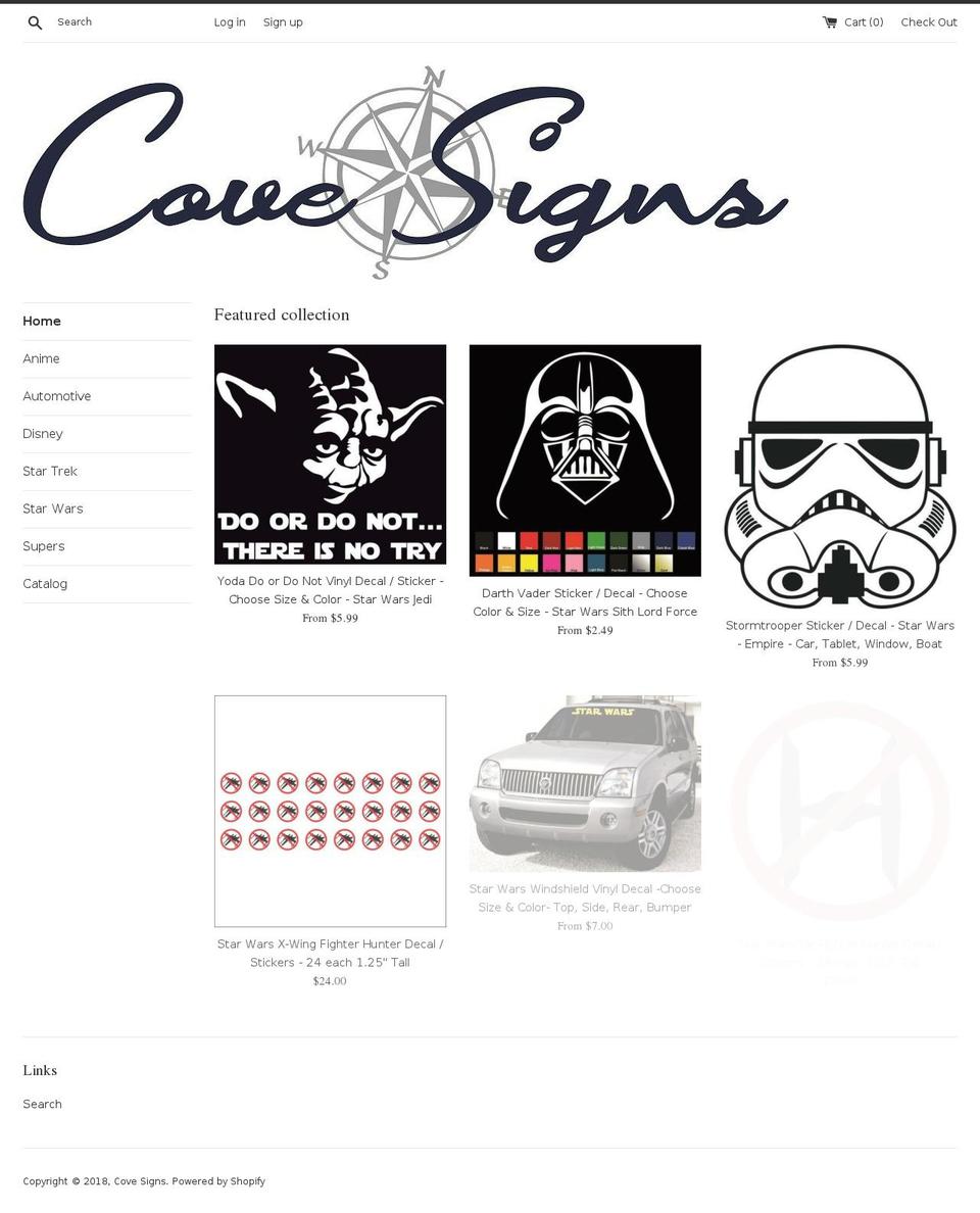 covesigns.net shopify website screenshot
