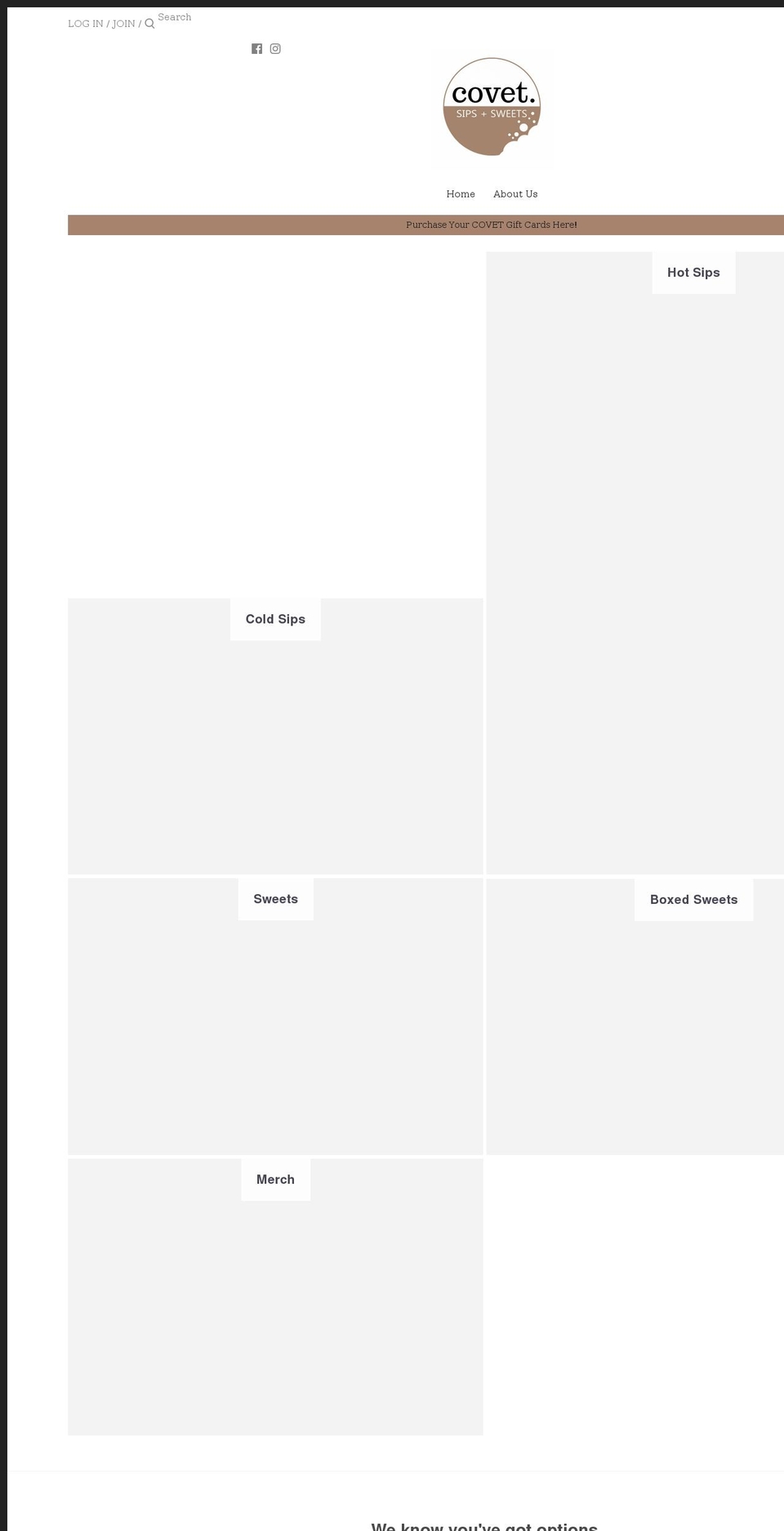 covet-sips-sweets.com shopify website screenshot