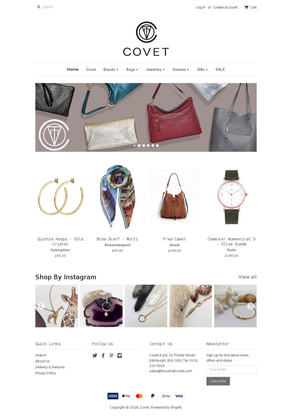 covetdesigneraccessories.com — Shopify storefront screenshot