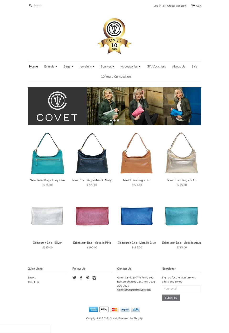 covetedinburgh.com shopify website screenshot