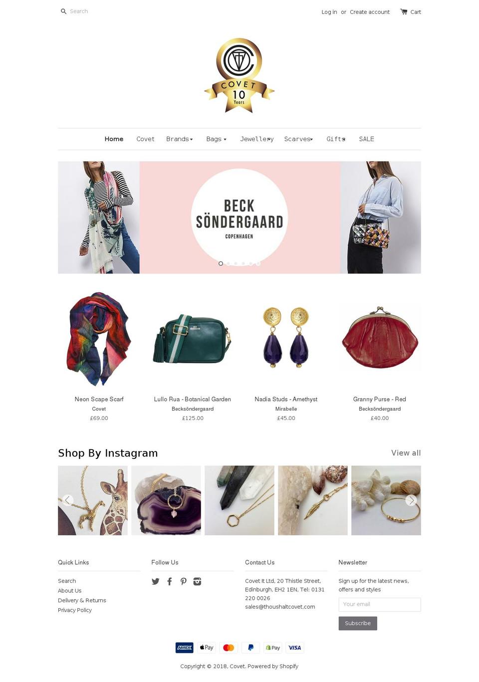 covethandbags.com — Shopify storefront screenshot
