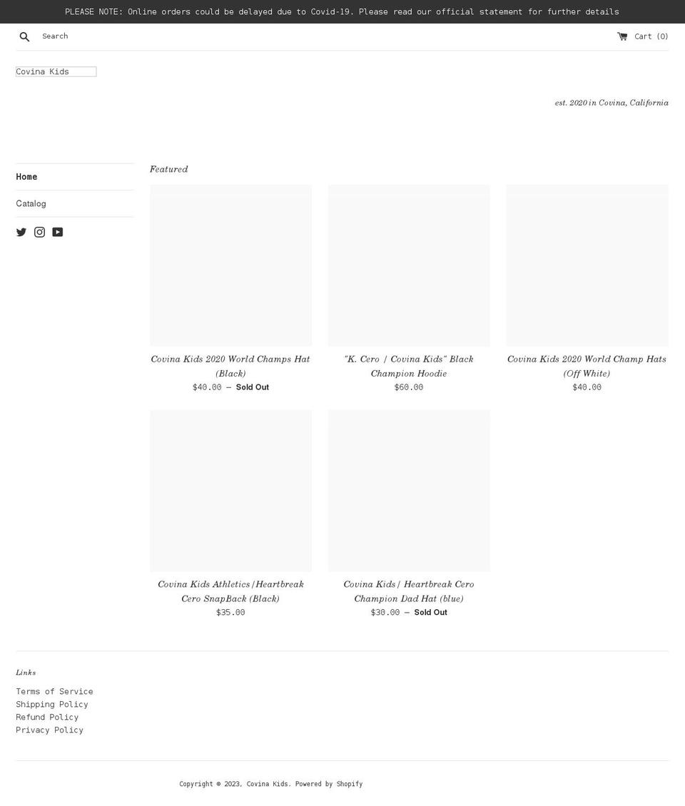 covinakids.com shopify website screenshot