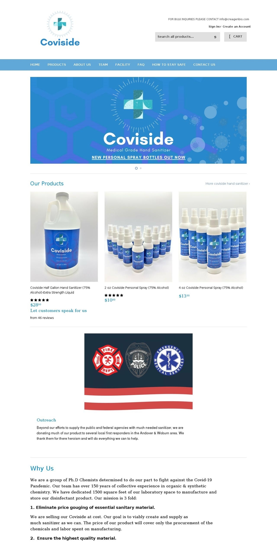 coviside.com shopify website screenshot