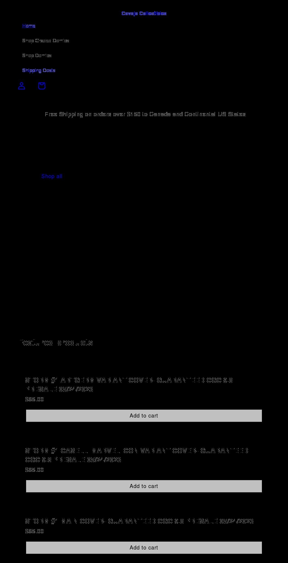 covojocollectibles.com shopify website screenshot