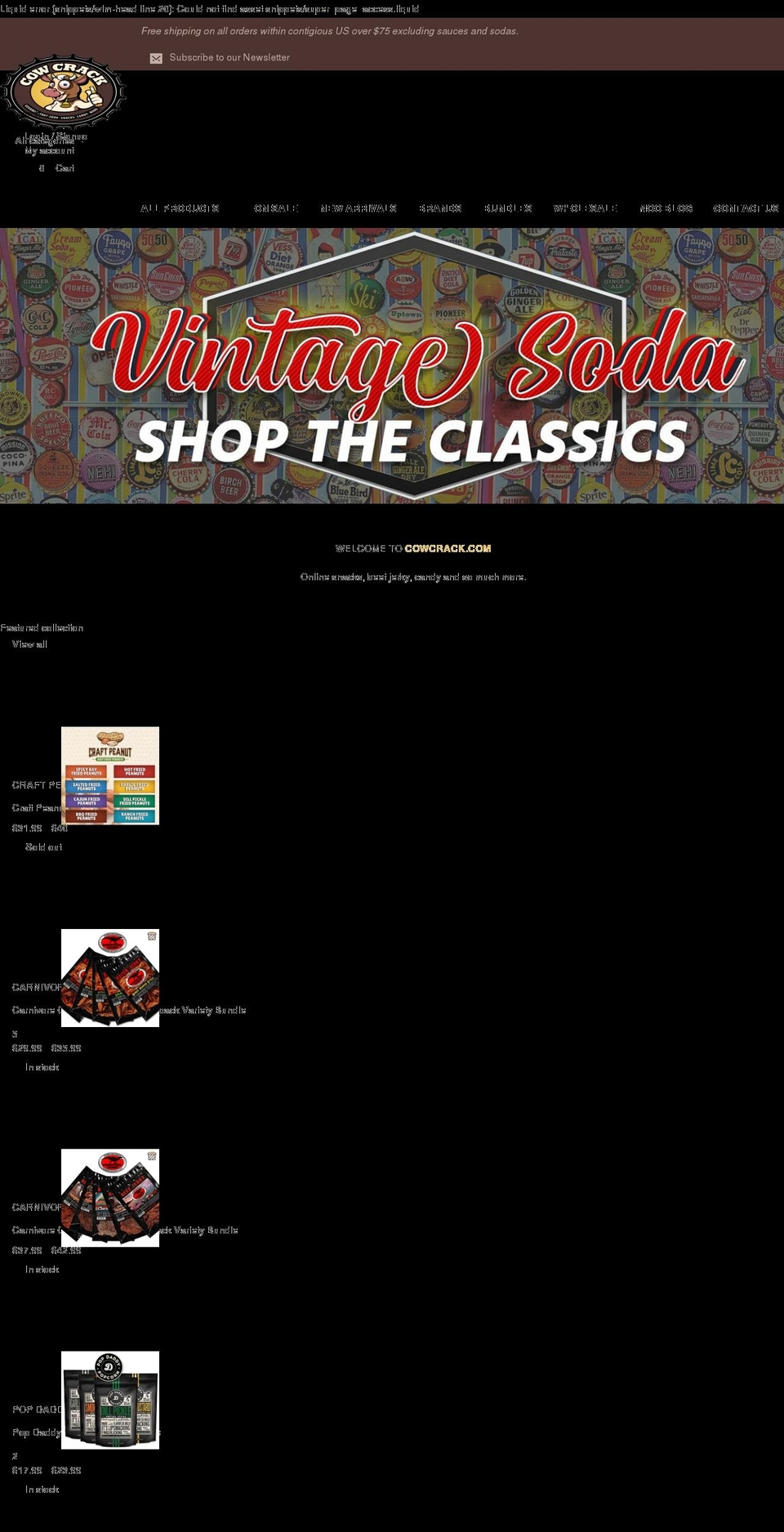 cow-crack.myshopify.com shopify website screenshot