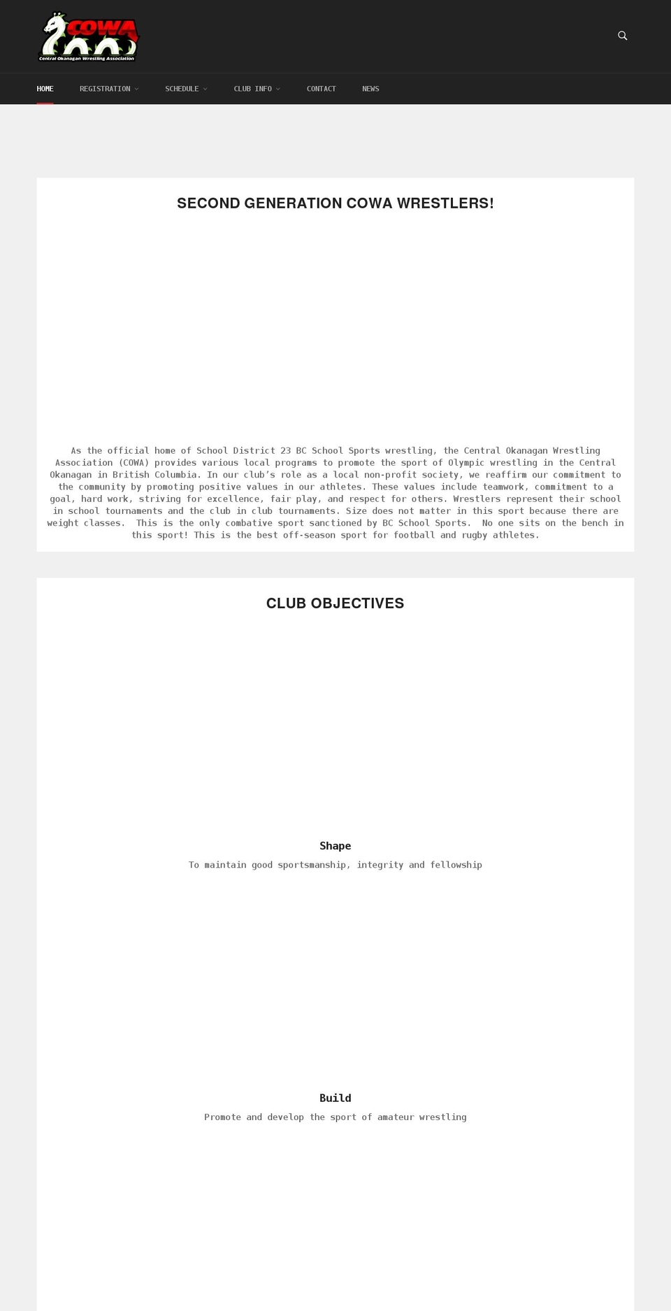 cowawrestling.com shopify website screenshot