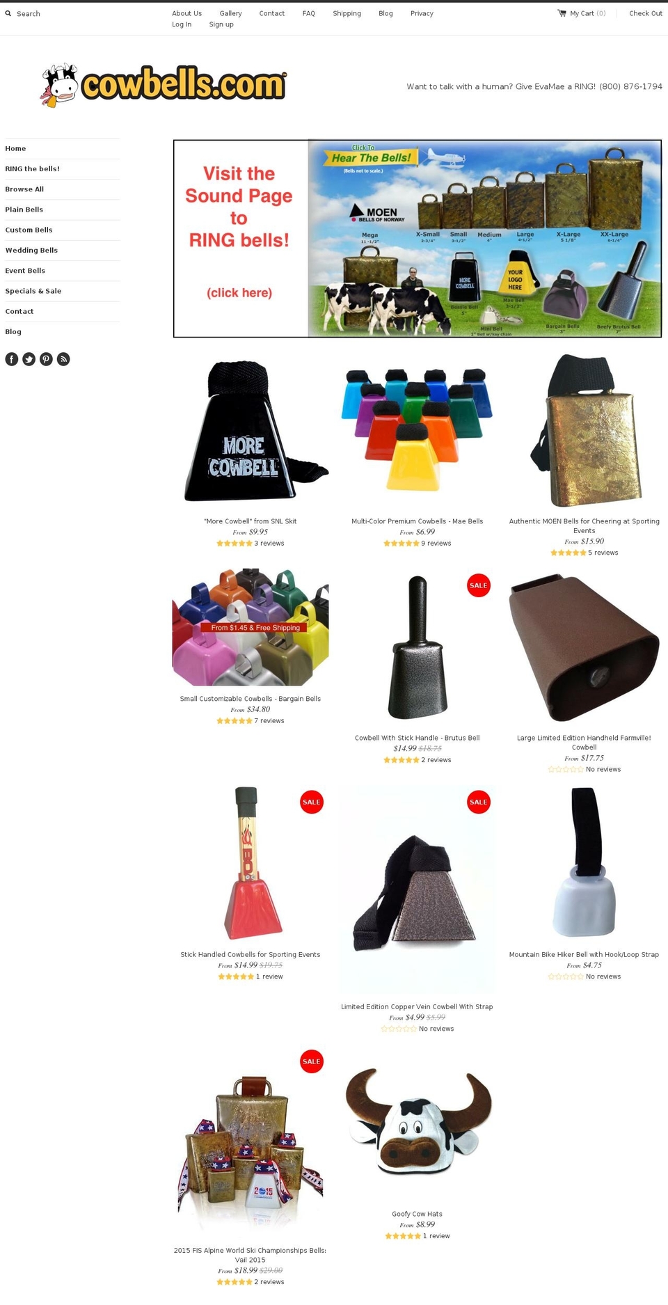 cowbells.ca shopify website screenshot