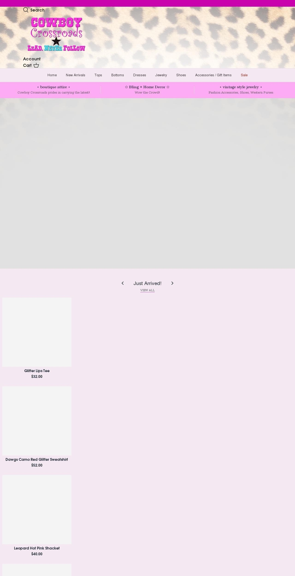 cowboycrossroads.com shopify website screenshot