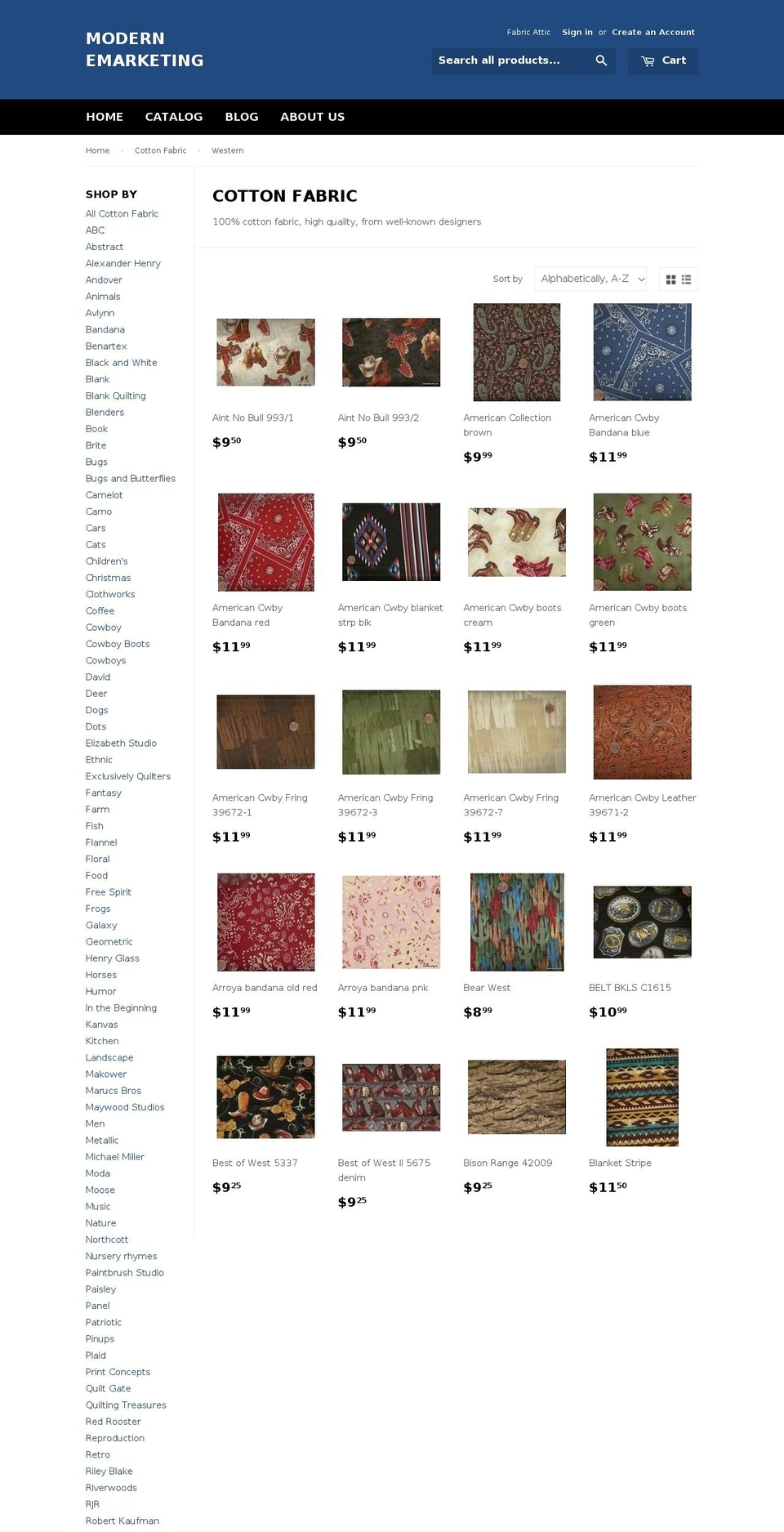 cowboyfabric.com shopify website screenshot