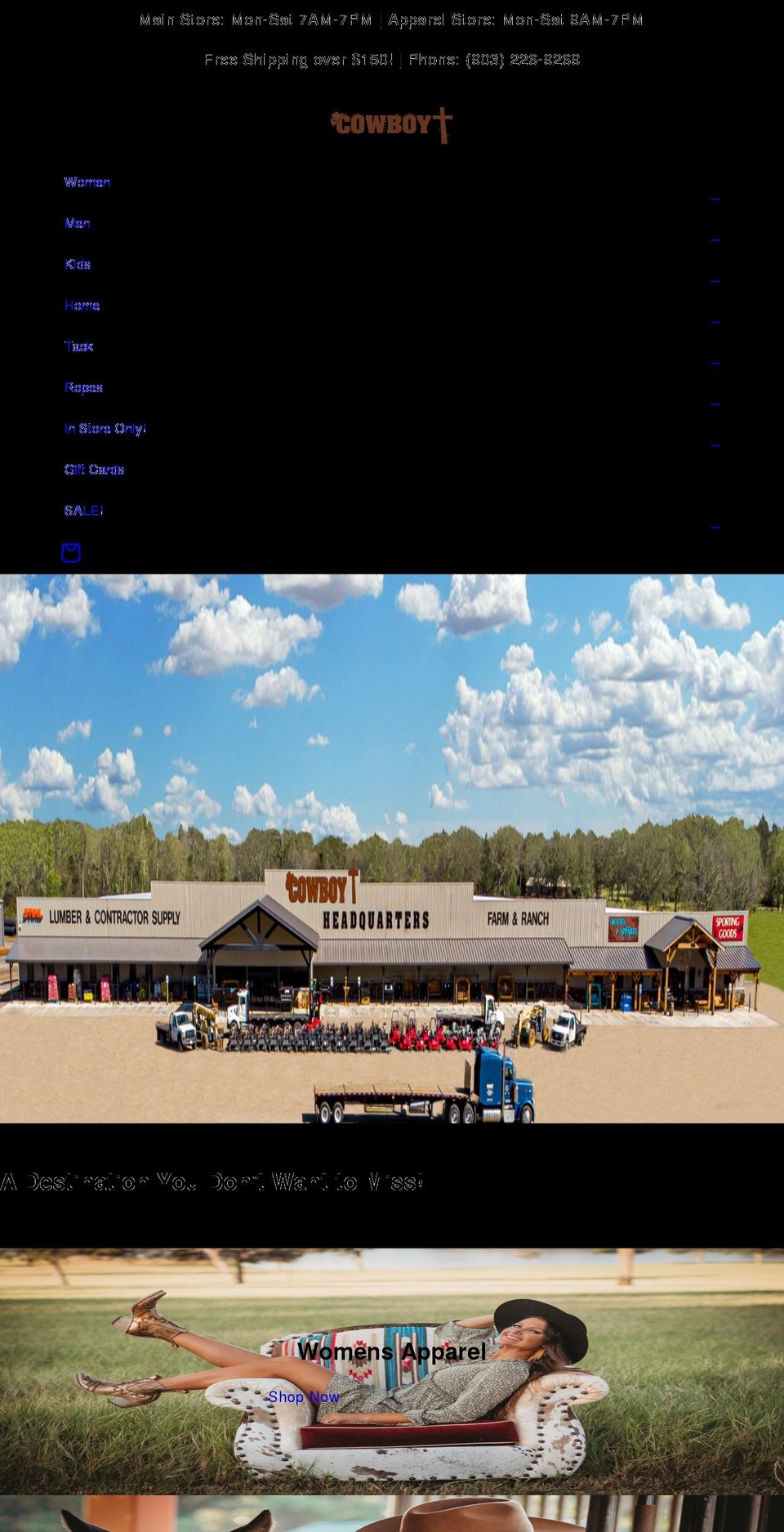cowboyhq.com shopify website screenshot