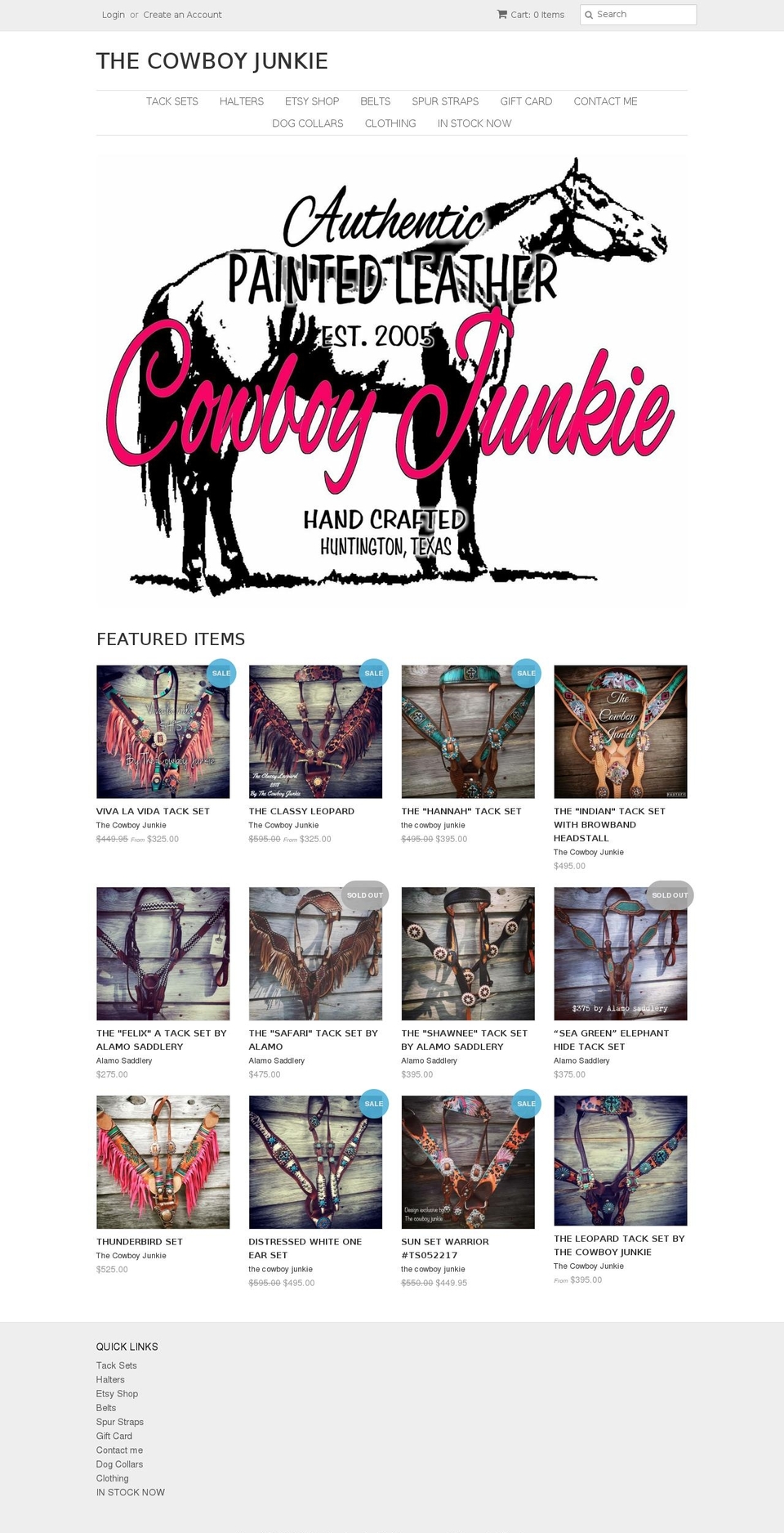 cowboyjunkietack.com shopify website screenshot