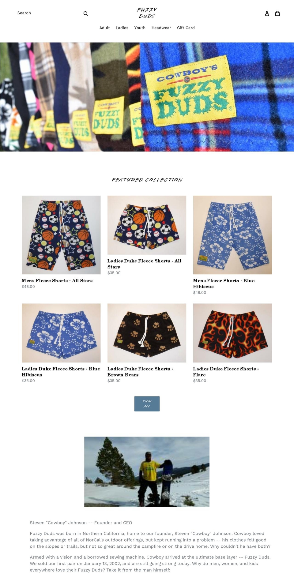 cowboysfuzzyduds.com — Shopify storefront screenshot