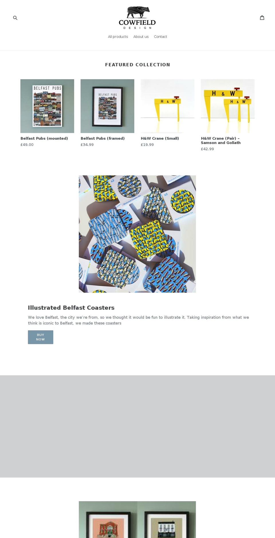 cowfielddesign.com shopify website screenshot