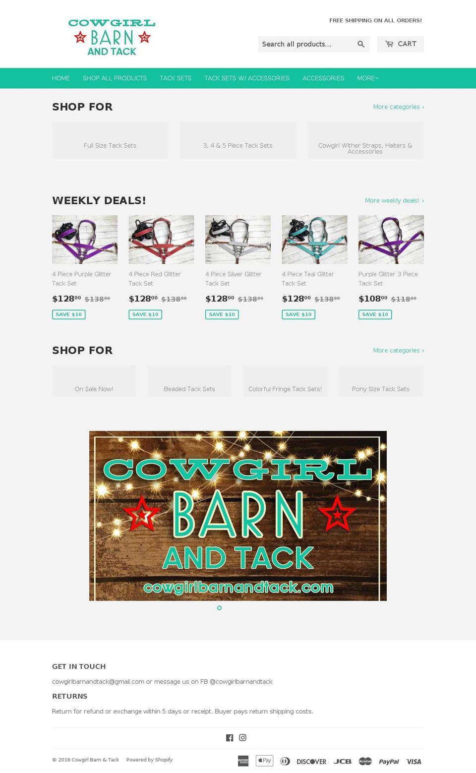 cowgirlbarnandtack.com — Shopify storefront screenshot