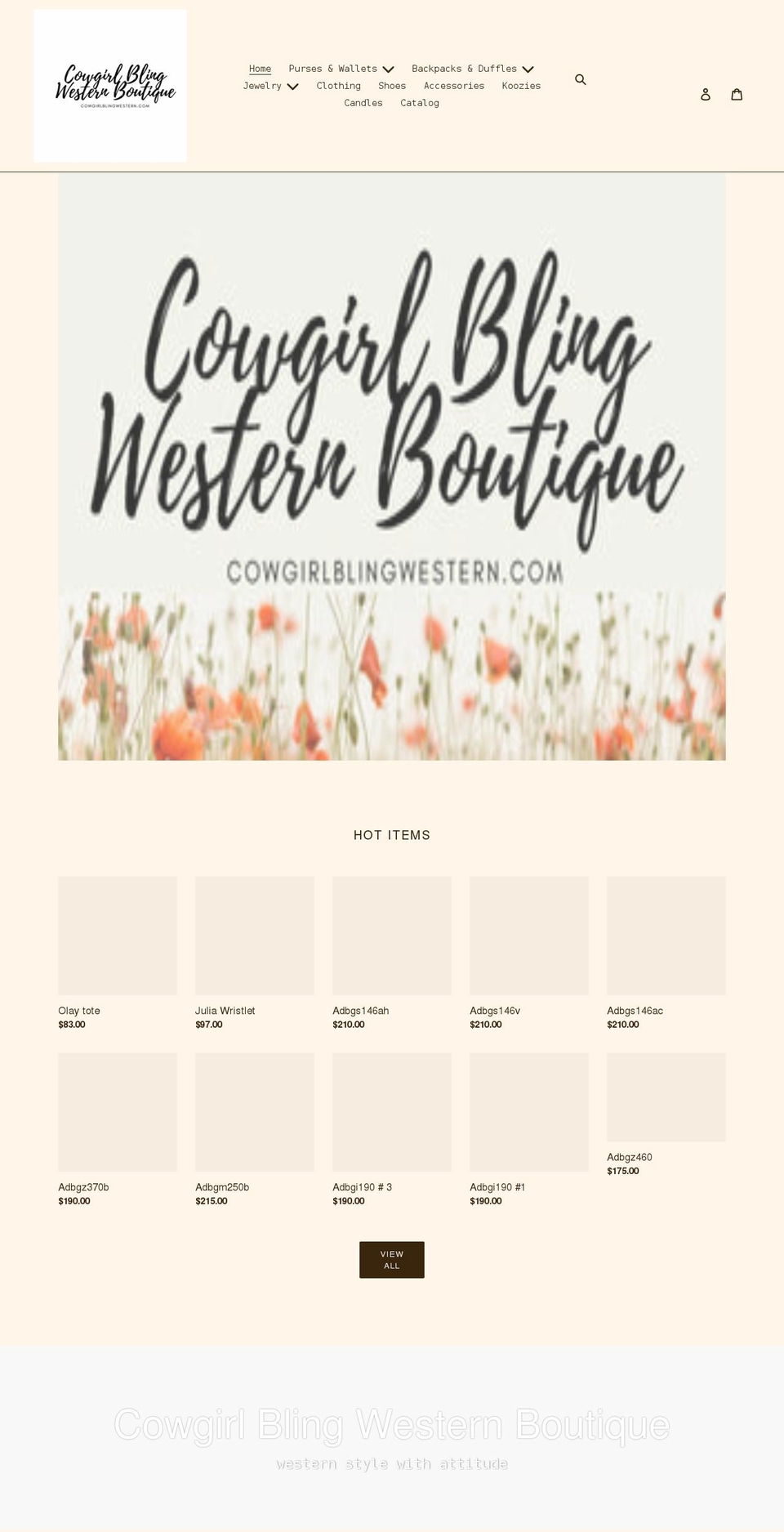 cowgirlblingwestern.com shopify website screenshot
